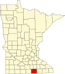 Map of Minnesota highlighting Freeborn County